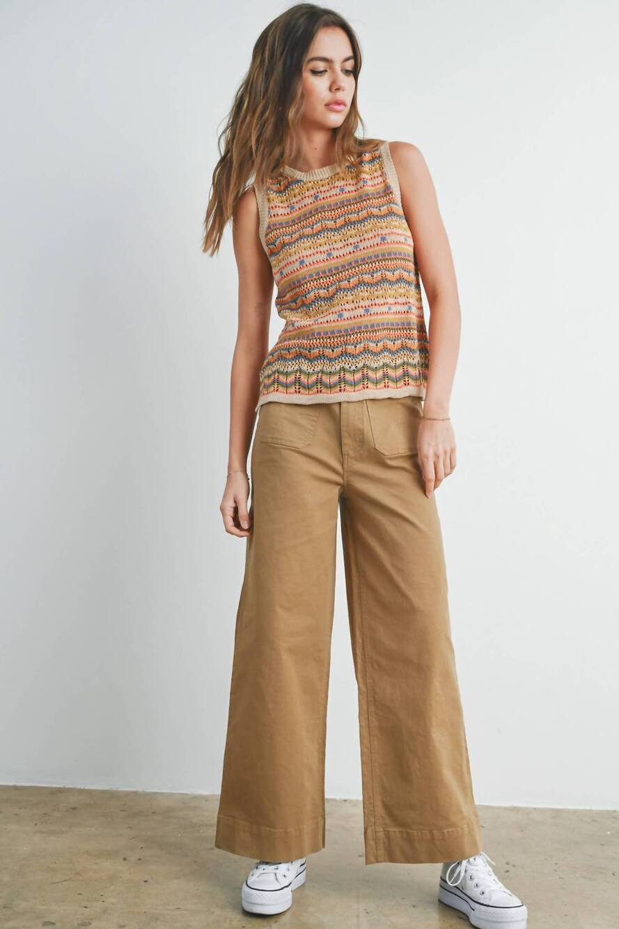 NEW BUTTERMELON wide leg long length pants in khaki